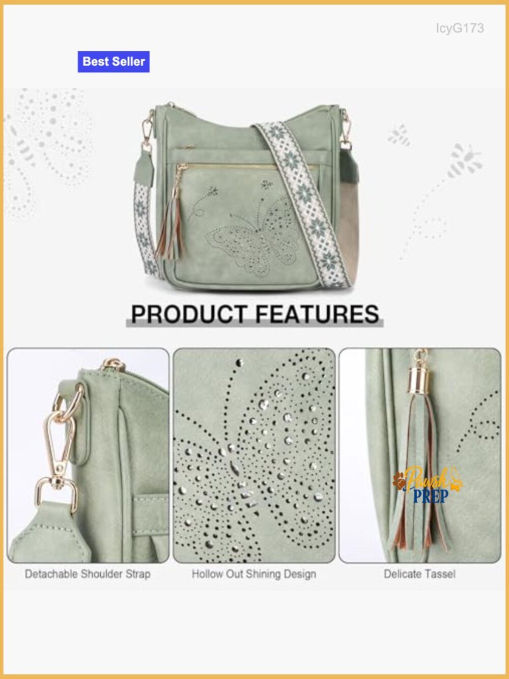 Medium Leather Crossbody Bag with Tassel, Adjustable Strap, Multi-Pocket - Picture 4 of 7